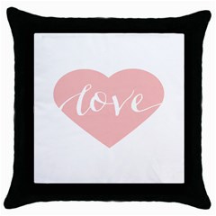Love Valentines Heart Pink Throw Pillow Case (Black)