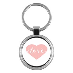 Love Valentines Heart Pink Key Chains (Round) 
