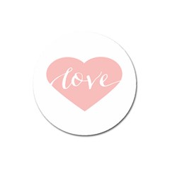 Love Valentines Heart Pink Magnet 3  (round) by Alisyart