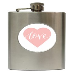 Love Valentines Heart Pink Hip Flask (6 oz)