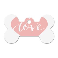 Love Valentines Heart Pink Dog Tag Bone (One Side)