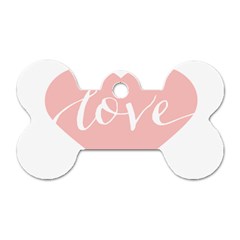 Love Valentines Heart Pink Dog Tag Bone (Two Sides)