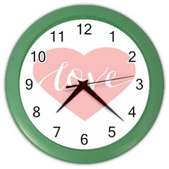 Love Valentines Heart Pink Color Wall Clocks