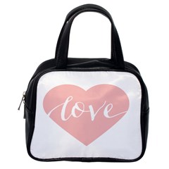 Love Valentines Heart Pink Classic Handbags (One Side)