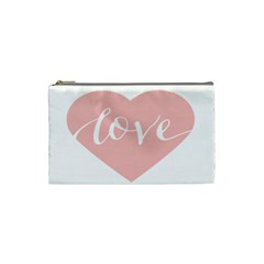 Love Valentines Heart Pink Cosmetic Bag (Small) 