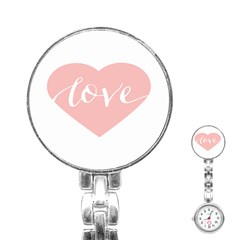 Love Valentines Heart Pink Stainless Steel Nurses Watch