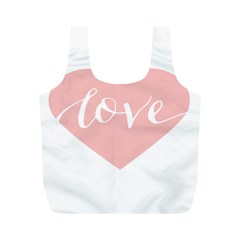 Love Valentines Heart Pink Full Print Recycle Bags (m)  by Alisyart