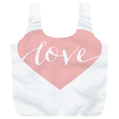 Love Valentines Heart Pink Full Print Recycle Bags (L) 