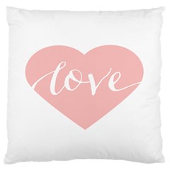 Love Valentines Heart Pink Large Flano Cushion Case (two Sides)