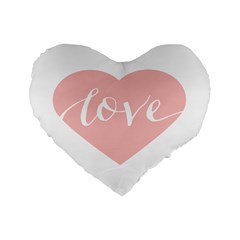 Love Valentines Heart Pink Standard 16  Premium Flano Heart Shape Cushions