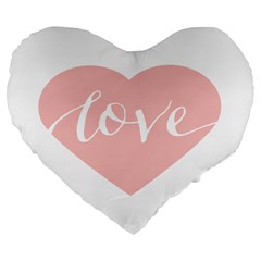 Love Valentines Heart Pink Large 19  Premium Flano Heart Shape Cushions