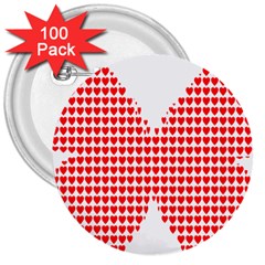 Hearts Butterfly Red Valentine Love 3  Buttons (100 Pack) 