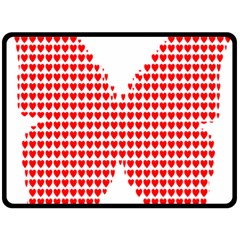 Hearts Butterfly Red Valentine Love Double Sided Fleece Blanket (large)  by Alisyart
