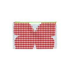 Hearts Butterfly Red Valentine Love Cosmetic Bag (xs) by Alisyart