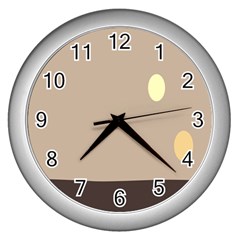 Minimalist Circle Sun Gray Brown Wall Clocks (silver) 