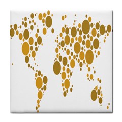 Map Dotted Gold Circle Tile Coasters by Alisyart