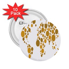 Map Dotted Gold Circle 2.25  Buttons (10 pack) 