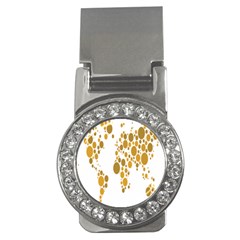 Map Dotted Gold Circle Money Clips (CZ) 