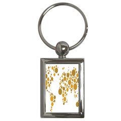 Map Dotted Gold Circle Key Chains (Rectangle) 