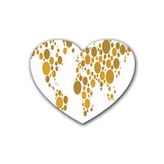 Map Dotted Gold Circle Heart Coaster (4 pack) 