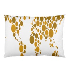 Map Dotted Gold Circle Pillow Case