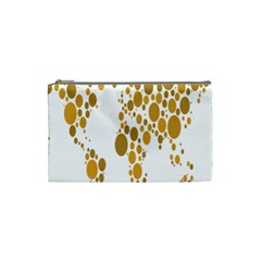 Map Dotted Gold Circle Cosmetic Bag (small) 