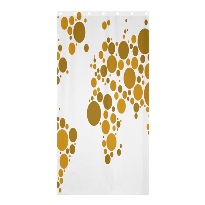 Map Dotted Gold Circle Shower Curtain 36  x 72  (Stall) 