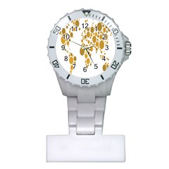 Map Dotted Gold Circle Plastic Nurses Watch