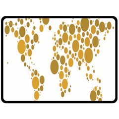 Map Dotted Gold Circle Double Sided Fleece Blanket (Large) 