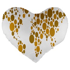 Map Dotted Gold Circle Large 19  Premium Flano Heart Shape Cushions