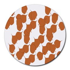 Machovka Autumn Leaves Brown Round Mousepads by Alisyart