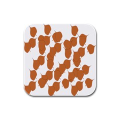 Machovka Autumn Leaves Brown Rubber Square Coaster (4 Pack)  by Alisyart