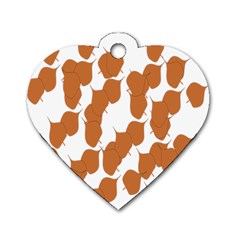 Machovka Autumn Leaves Brown Dog Tag Heart (two Sides)