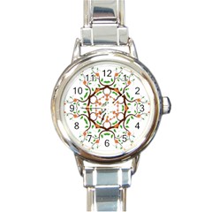 Floral Tree Leaf Flower Star Round Italian Charm Watch by Alisyart