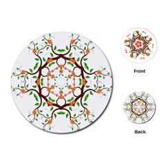 Floral Tree Leaf Flower Star Playing Cards (round) 