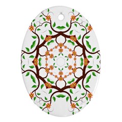 Floral Tree Leaf Flower Star Oval Ornament (two Sides) by Alisyart