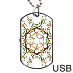 Floral Tree Leaf Flower Star Dog Tag Usb Flash (one Side) by Alisyart