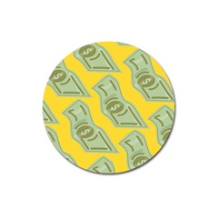 Money Dollar $ Sign Green Yellow Magnet 3  (round)