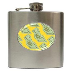 Money Dollar $ Sign Green Yellow Hip Flask (6 Oz)