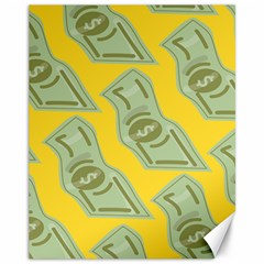 Money Dollar $ Sign Green Yellow Canvas 11  X 14  