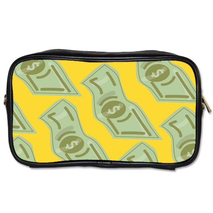 Money Dollar $ Sign Green Yellow Toiletries Bags