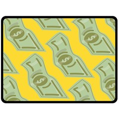 Money Dollar $ Sign Green Yellow Fleece Blanket (large) 