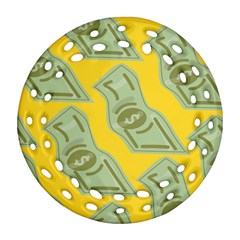 Money Dollar $ Sign Green Yellow Ornament (round Filigree)