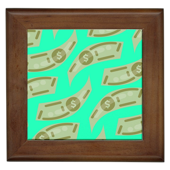 Money Dollar $ Sign Green Framed Tiles