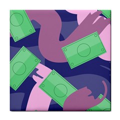 Money Dollar Green Purple Pink Tile Coasters