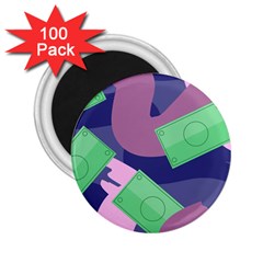 Money Dollar Green Purple Pink 2 25  Magnets (100 Pack) 