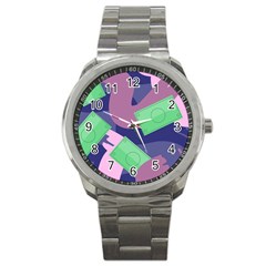 Money Dollar Green Purple Pink Sport Metal Watch by Alisyart