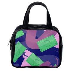 Money Dollar Green Purple Pink Classic Handbags (one Side)