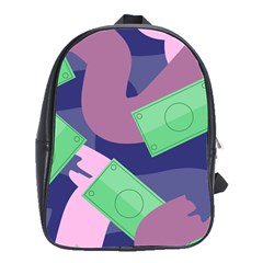 Money Dollar Green Purple Pink School Bags(large) 