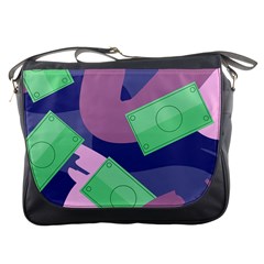 Money Dollar Green Purple Pink Messenger Bags by Alisyart